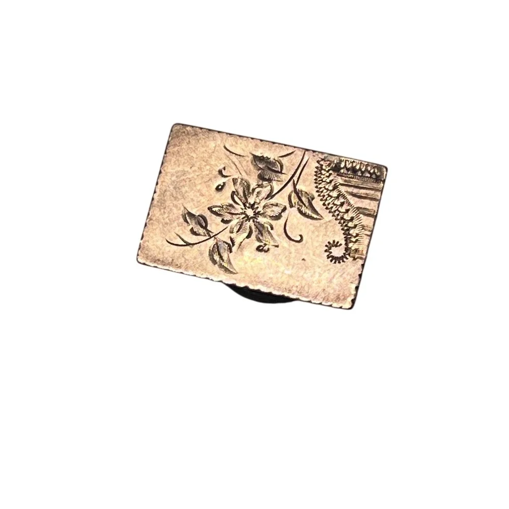 Unbranded Collar Stud Mens OS Rose Gold Good Antique Engraved Floral Rectangular